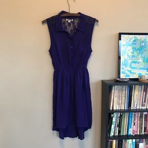 Roxy Purple Button Down Dress with Lace Back ⭐